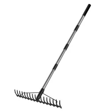  5.4FT Bow Rake Heavy Duty Garden Rake with Stainless Steel Handle, 17 Steel 