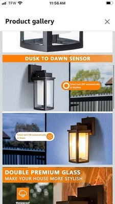 Jus Outdoor Wall Light, Dusk to Dawn Exterior Light Fixture, Modern Porch - Image 1 of 4