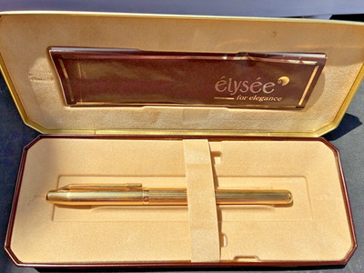 Gold stripe pattern Gold plated, Elysee FOUNTAIN PEN -- NEW