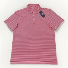 Vineyard Vines Performance Polo Shirt Men's M Red White stripes Short Sleeve