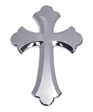 3D Car Stickers,Car Accessories 3.25" x 2.2" Cross Automotive Silver