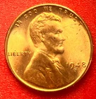 1948-S Lincoln Wheat Cent Penny GEM RED BU From an Original Bank Roll