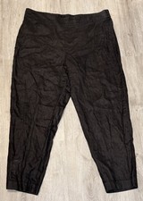 Eileen Fisher 100 Organic Linen Pull On Minimalist Elastic Waist Pants XL Black