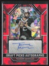 Tanner Morgan 2023 Panini Prizm Draft Red Ice Auto #DPA-TAM Minnesota Golden