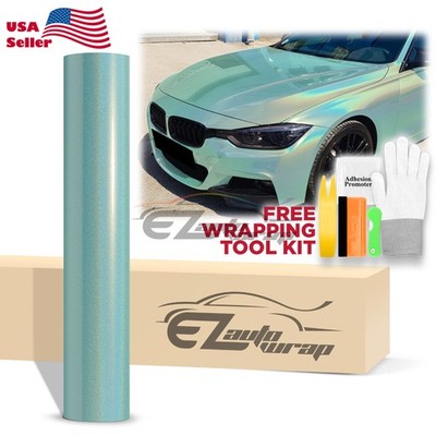 Laser Flip Gloss Teal Metallic Glossy Rainbow Holographic Vinyl Wrap Sticker