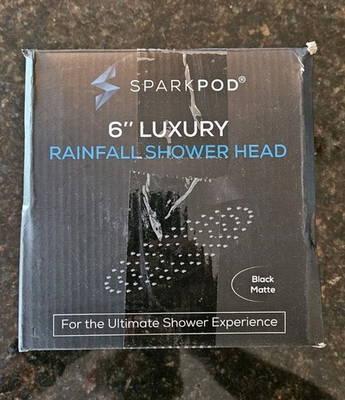 #ad Rainfall Showerhead High Pressure 6quot; Black Matte Factory Sealed $30.00