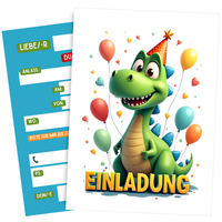 8 Einladungskarten Kindergeburtstag Dino - Einladung Jungen & MäDchen #93