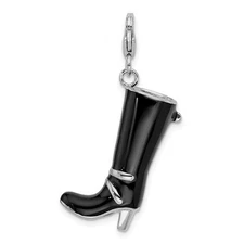 Amore La Vita Sterling Silver Rhodium-plated Polished 3-D Enameled Buckled Bl...