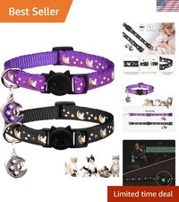 Glow in The Dark Adjustable Cat Collars with Safety Breakaway Buckle - 2 Colors