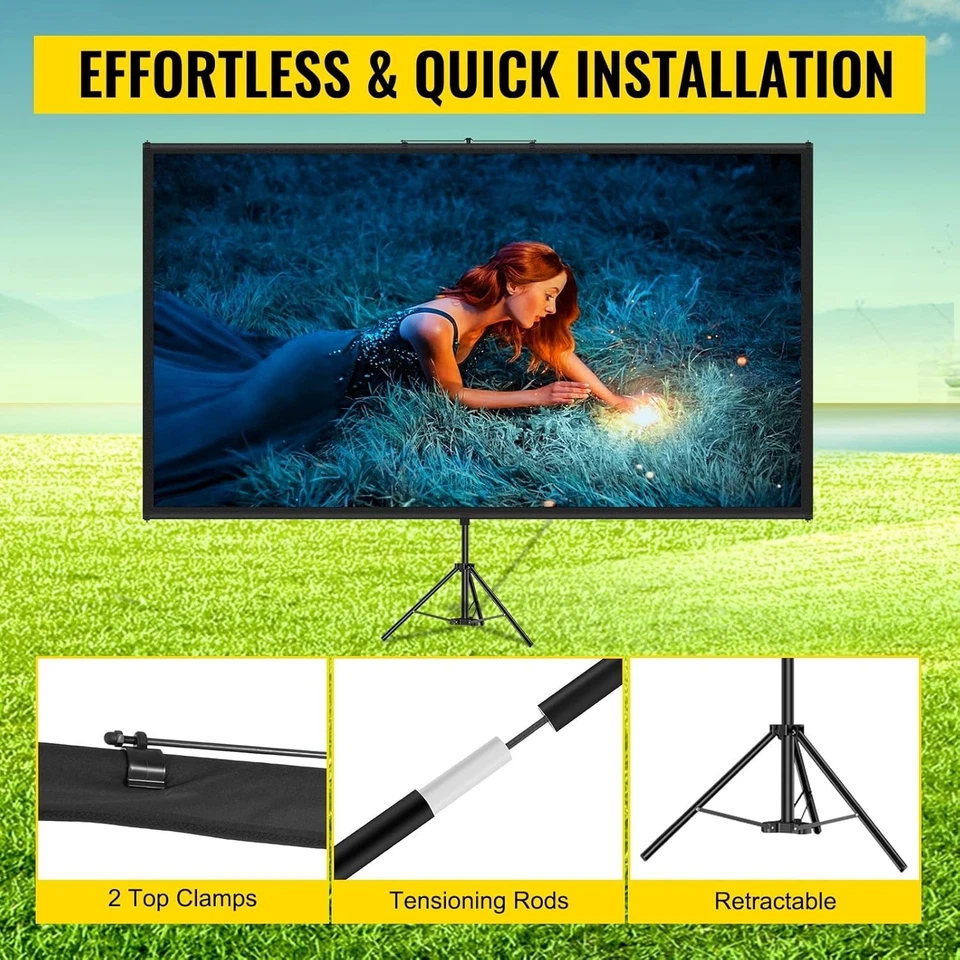 Projektionswand 80 Zoll Beamer Leinwand Stativ 4K HD Heimkino Büro - Bild 4 von 4