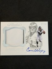 2016 Panini Flawless Carson Wentz Star Swatch Rookie On Card SSP Auto 7/10. rookie card picture