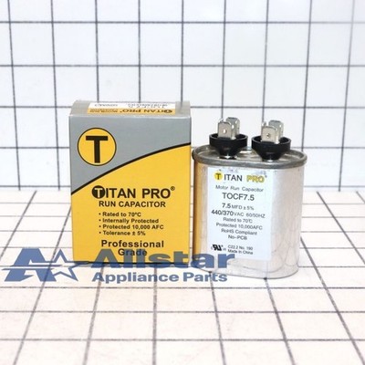 TOCF7.5 Titan Pro Oval Motor Run Capacitor 7.5 MFD (440/370V)
