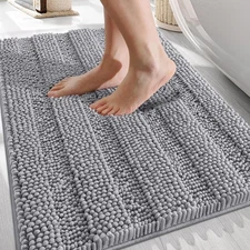 OLANLY Thick Bathroom Rugs 30x20, Extra Soft Absorbent Chenille 30 x 20, Grey 