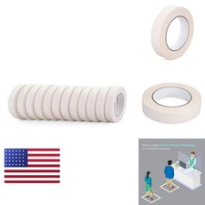 IDL Packaging 1-inch x 60-Yard White Masking Tape 12 Rolls Natural Rubber
