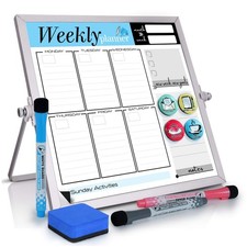 Small Desktop Weekly Planner White Board - Calendar 10"x10" Dry Erase Magneti...