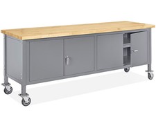Pack of 1 Mobile Cabinet Workbench 96 X 30 Maple Top With Square Edge