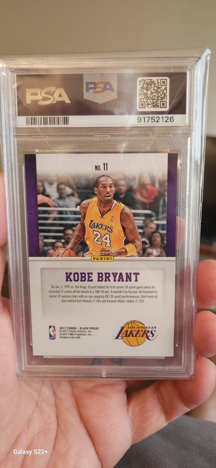2017 Panini Black Friday - Kobe Bryant #11 Wedges 29/50 PSA 9 view 2