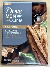 Lot Of 4 DOVE Men + Care Restore Sandalwood + Cardamon Oil Cleansing Bar Soap