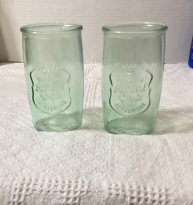 2 QUALITY REFRESHING ICE COLD DRINK Glassware 20 oz Clear Green 6  TALL