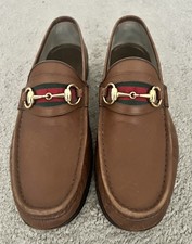 Gucci 1953 Loafers w/Goldtone Horsebit & Web Trim. 8/UK; 8.5/US. Made in Italy. 