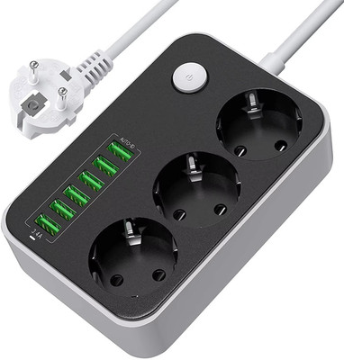 3 Fach EU Steckdose Mehrfachstecker Steckdosenleiste Adapter Mit USB NEU