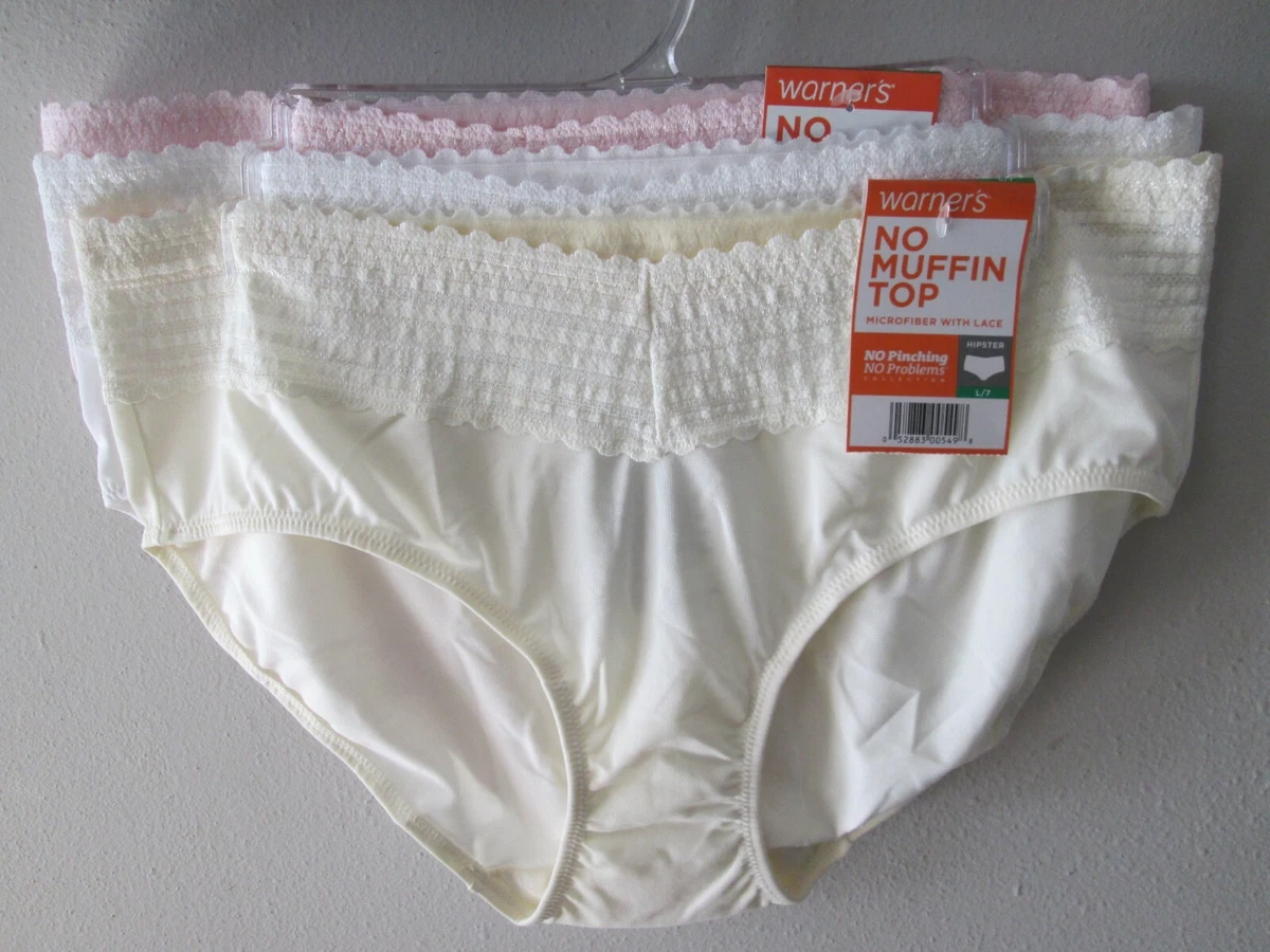 Warner's Women's Blissful Benefits No Muffin Top 3 Pack Hipster Panties,  Sze L 7