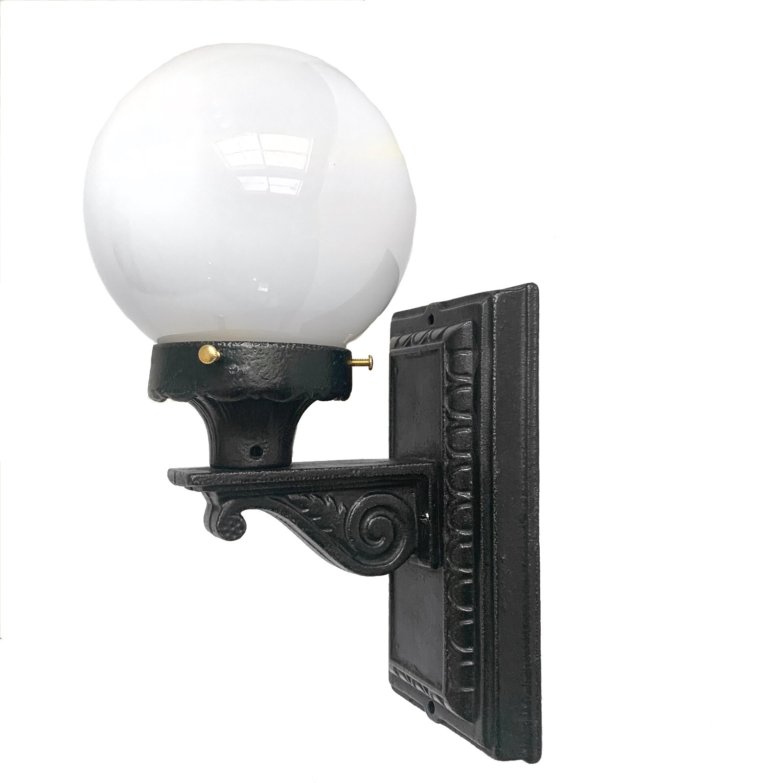 Antique Cast Iron Sconce Light With Flame Globe eBay