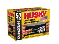 HUSKY 42 Gallon Heavy Duty Construction Garbage Trash Contractor Bags 50-Count 