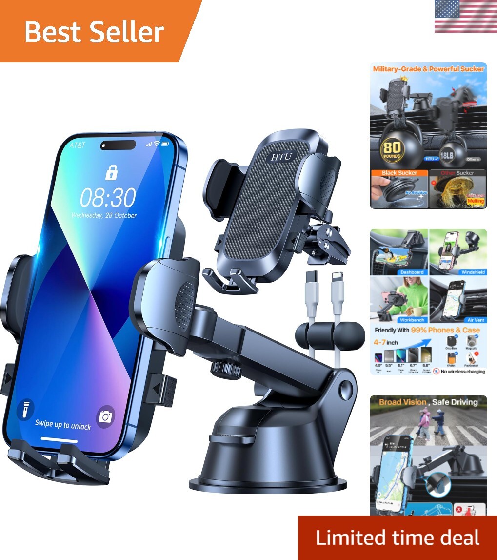 True Military-Grade] Car Phone Holder【2024 Stronger Suction & Clip】 Universal...