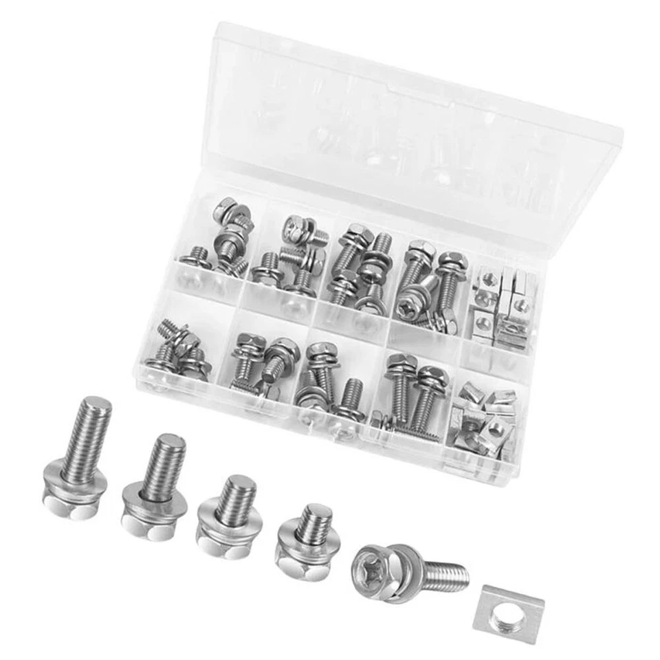 56 Pack ATV Bike Scooter Motorcycle Battery Terminal Nuts and Bolt Kit M6 Screw Foto 3 de 4