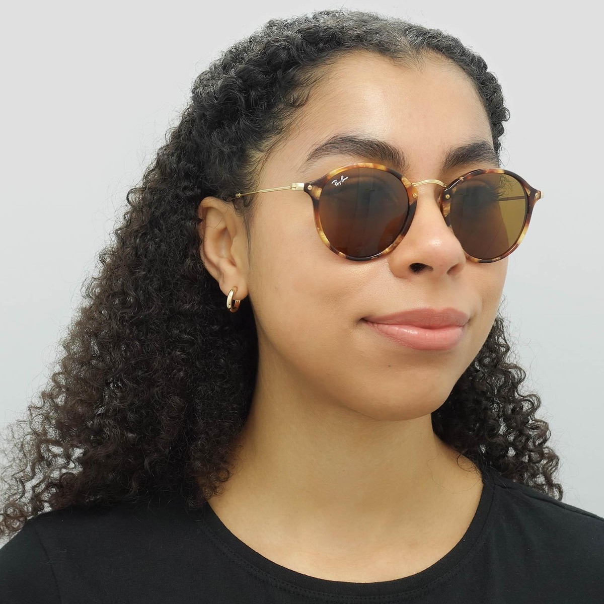 Ray-Ban Sunglasses Round Fleck 2447 1160 Tortoise Gold Brown