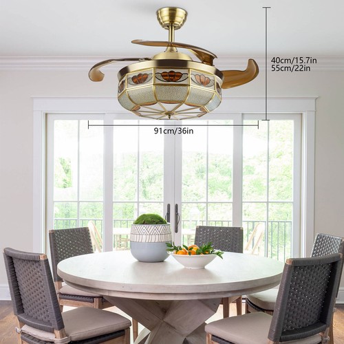 36" LED Chandelier Tiffany Ceiling Light FanCeiling Lamp w/Remote Control - Picture 10 of 23