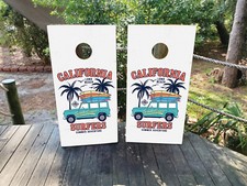FADEPROOF Cornhole Board Wraps Laminated / Cali Surfing