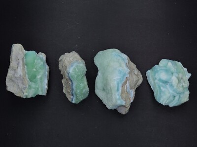 Blue Aragonite Specimens, Natural Bubbly Structure, 4 Pieces Lot, 443 Grams