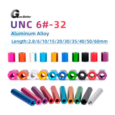 UNC 6#-32 Aluminium Alloy PCB Hex Nuts Hexagon Connector Rod Bar Stud Long Nuts
