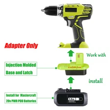 1x Adapter for Ryobi 18V Cordless Tool To for Mastercraft PWR-POD 20v Battery