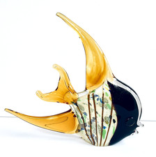GCA Art Glass Tropical Fish Sculpture - Vintage - 10"W x 9"H - Murano Style