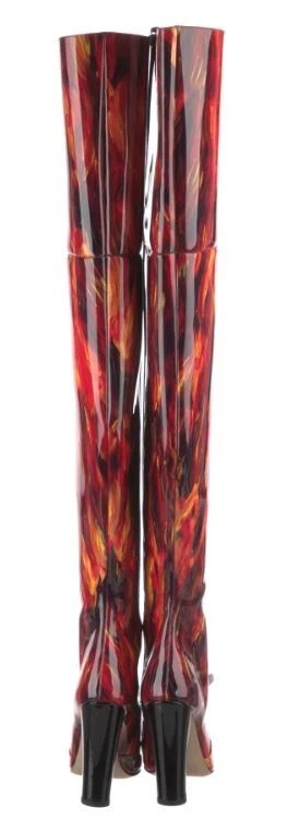 $2500❤️38/7.5 VON BERLIN RED Patent Leather Over Knee High HEEL Boots ITALY OTK - Image 3 of 3