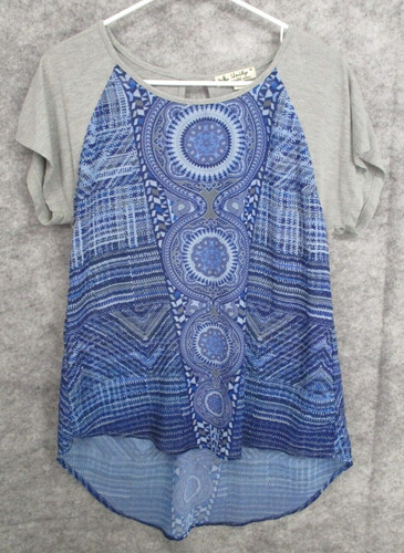 Unity World Wear Women's Top Medium Flowy Sheer Raglan Sleeve Back Cutout Grey
