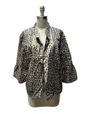 Chico's Blazer Size 2 / L - 12 Gold Metallic Silk Animal Print Open Front