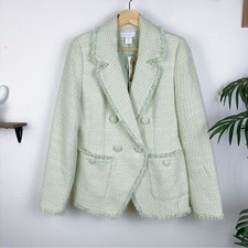 NWT House of Harlow 1960 Pistachio Tweed Spring Jacket Women SIZE M