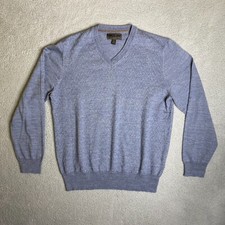 Jos A Bank Reserve Sweater Wool Blend Mens XL V Neck Blue Casual Classiccore