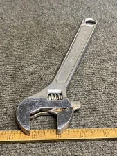 Vintage Indestro Super 10” Adjustable Wrench 3588A USA Chrome Finish Opens 1-1/8