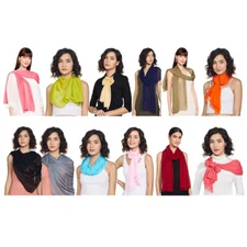 Women's Chiffon Scarf Lightweight Soft Sheer Long Head Wrap Solid All Season