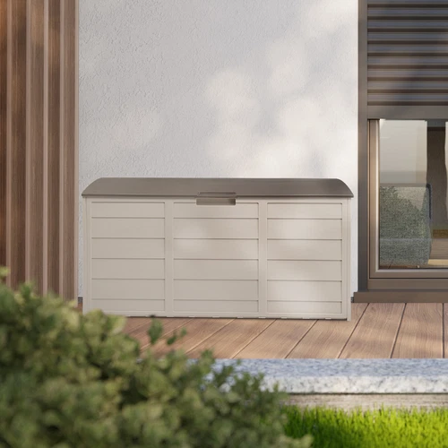75gal 260L Outdoor Garden Plastic Storage Deck Box Chest Tools Lockable Seat New - Picture 10 of 12