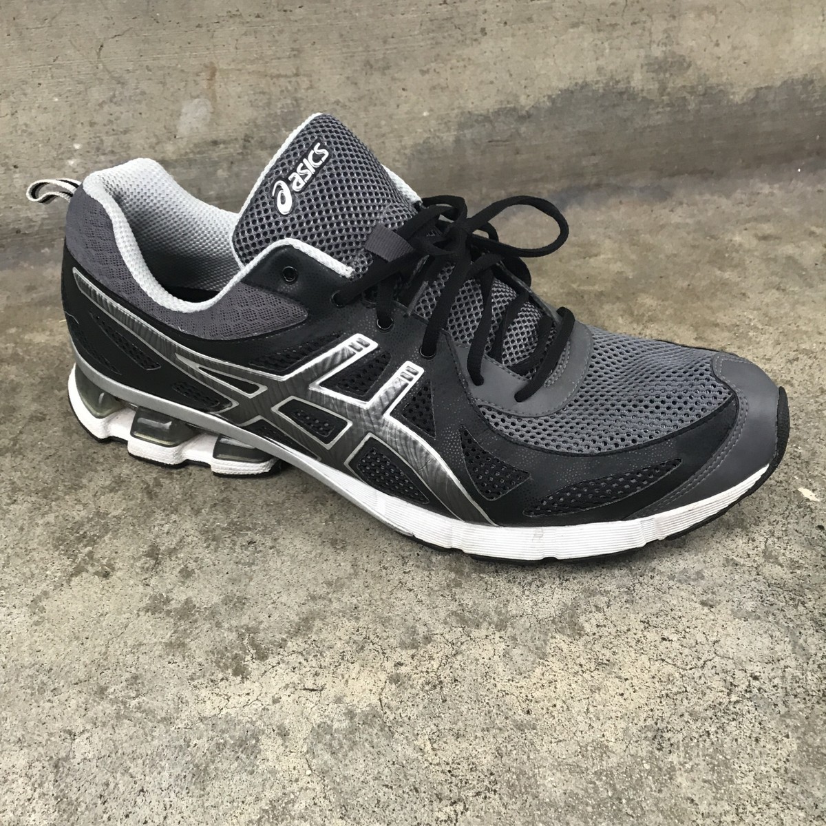 ASICS GEL-Fierce Black Gray Size 14 Men Running Shoes T428N