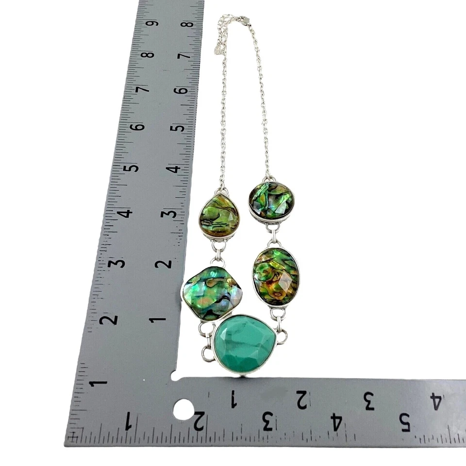 Collar Liz Claiborne 16" Plateado Abulón Modernista Abstracto Gargantilla Artística Foto 4 de 4