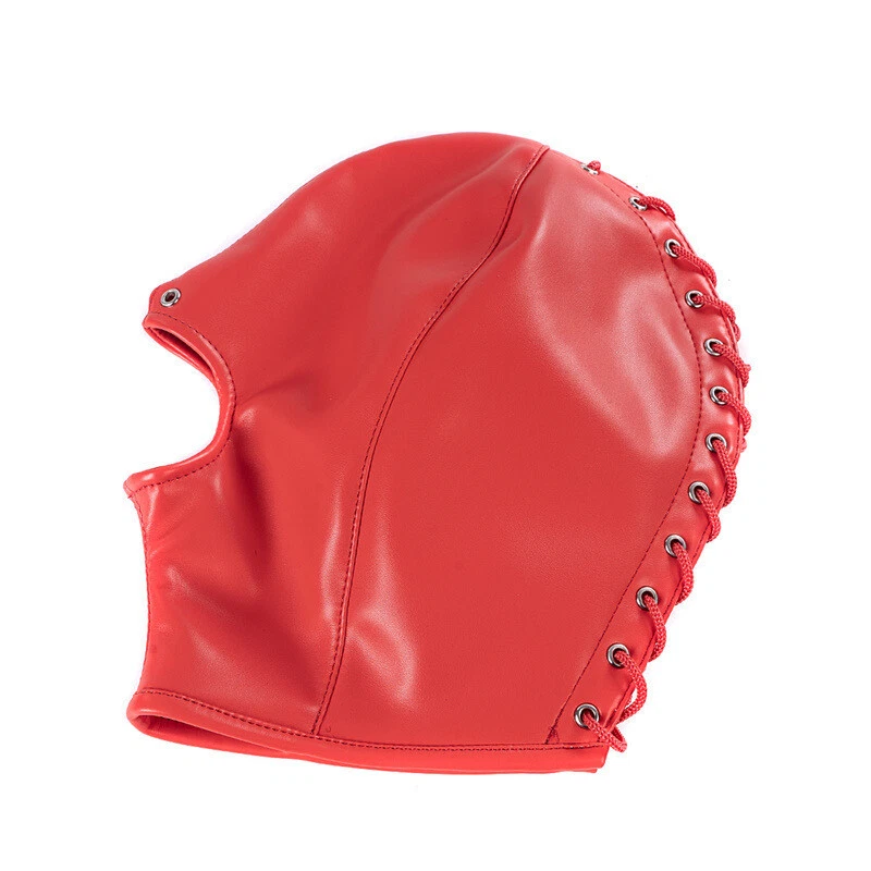 Adult unisex PU Leather Gimp Head Harness Headgear full Hooded Mask club Cosplay - Image 4 of 4