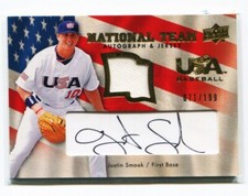 2008 Upper Deck USA National Team Justin Smoak Auto Pre-RC Patch Card # 71/199