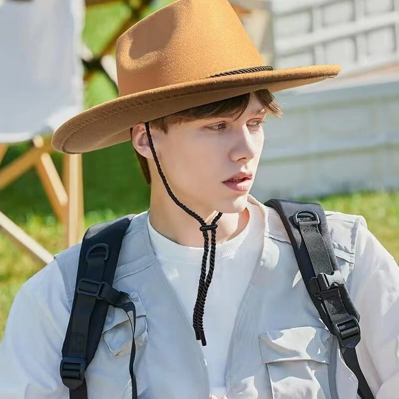 Sombrero Fedora de Fieltro de Lana Estilo Vaquero Occidental Unisex Moda Gorra Diseño Clásico Foto 2 de 4